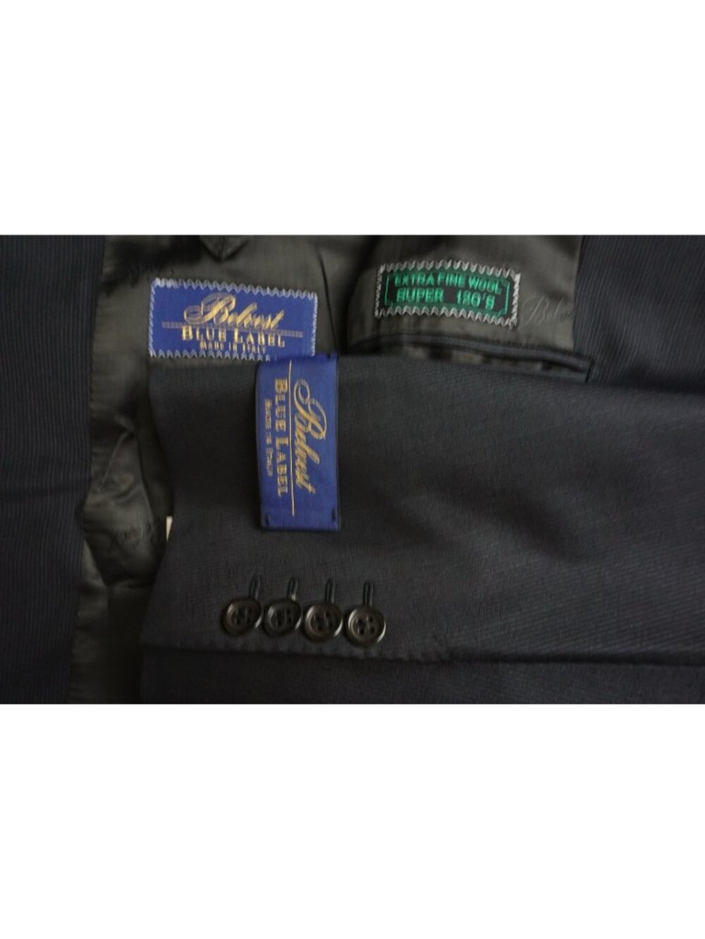 Belvest Blue Label Blue Striped S120s Wool 2 Pc Suit Jacket Pants 44R Brand New